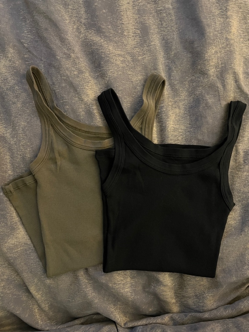 Intimissimi Ribbed Tank Top Duo — Black & Olive